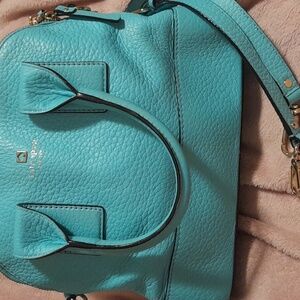 Kate Spade leather 2way handbag purse crossbody turquoise blue green cute
